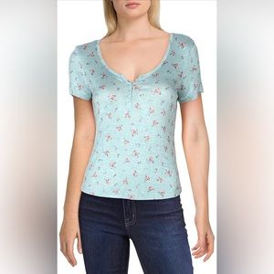 NWT Hippie Rose Womens Juniors Ribbed Knit Stretch Top, short sleeve